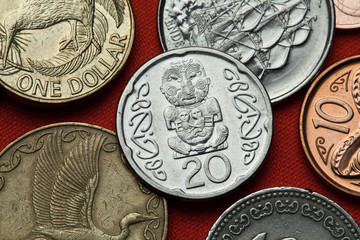 Coins of New Zealand. Maori carving