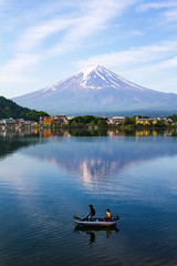 Kawaguchiko lake with fuji mountain background