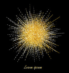 Obraz premium Abstract gold background. Gold background for card. Gold glitter. Gold sparkles on black background.