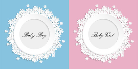 Baby girl and  baby boy paper flovers photo frame