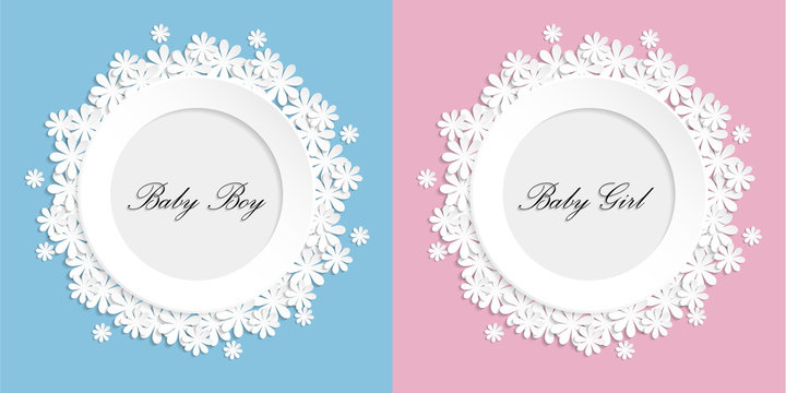 Baby girl and  baby boy paper flovers photo frame