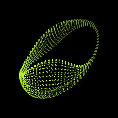 Wireframe Object with Dots. Abstract 3D Connection Structure. Geometric Shape for Design. Lattice Geometric Element, Emblem and Icon. Glowing Grid. Molecular grid. 3D Technology Style with Particle