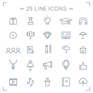Web Community and Social Media Minimalistic Lined Vector Icons