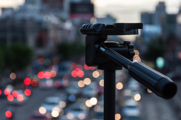 tripod's top with defocused background