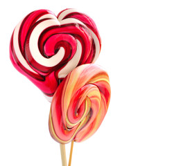 Colourful sweet lollipops isolated on white background