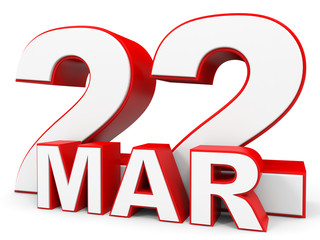 March 22. 3d text on white background.