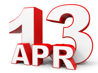 April 13. 3d text on white background.