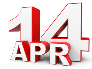 April 14. 3d text on white background.