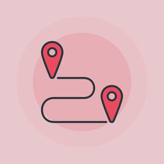 Navigation vector pink icon