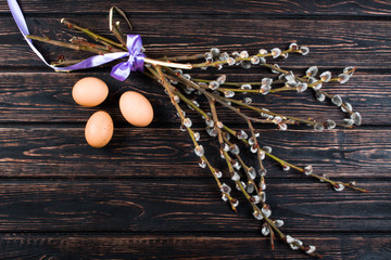 Easter eggs and willow branches
