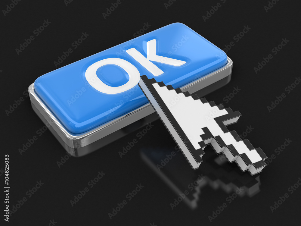 Poster cursor and button ok. image with clipping path