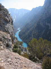 Gorge du Verdon, Provence, France with turquoise Verdon river flowing through the bottom