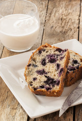 Home baked lemon cake with blueberries