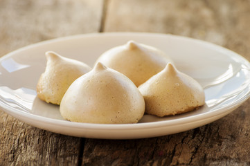 Meringue cookies. Selective focus close up