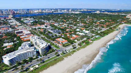 Coastline of Palm Beach, aerial view of Florida