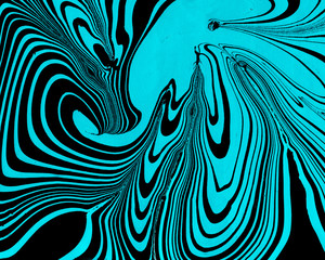 Blue on black abstract marbling background