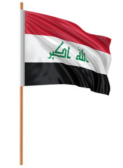 Naklejka na ściany i meble 3D Iraqi flag with fabric surface texture. White background.