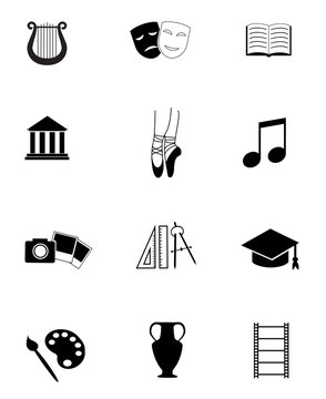 Culture and art - vector icon set.