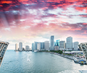 Miami buildings and skyline at dusk