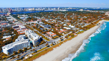 Coastline of Palm Beach, aerial view of Florida