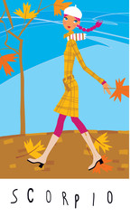 Obraz na płótnie Canvas Scorpio horoscope sign as a girl walking in a park