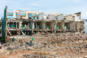 Demolition of buildings destroyed