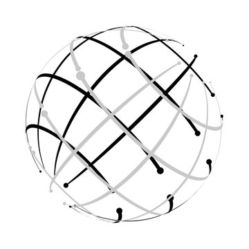 Vector three dimension sphere. Style globe design.