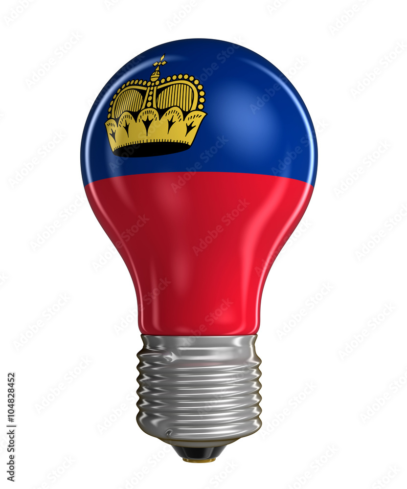 Poster light bulb with liechtenstein flag. image with clipping path