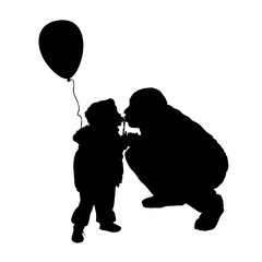 child kissing dad illustration silhouette
