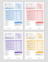 Set of Vector Invoice Design Templates. Stationery Design. Vector Illustration