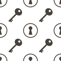 Keys and keyhole silhouettes seamless pattern background.