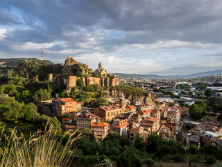 Fototapeta premium Narikala fortress and the old town of Tbilisi, Georgia.