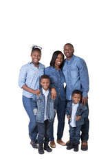 Large african american family isolated on white