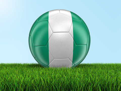 Soccer football with Nigerian flag. Image with clipping path