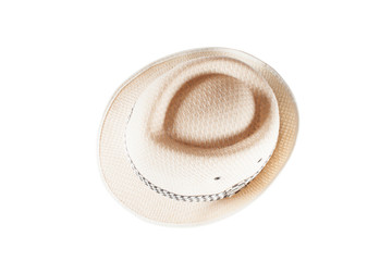 Fototapeta na wymiar Pretty straw hat isolated on white background, Brown straw hat i