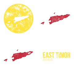 East Timor Grunge Retro Maps - Asia