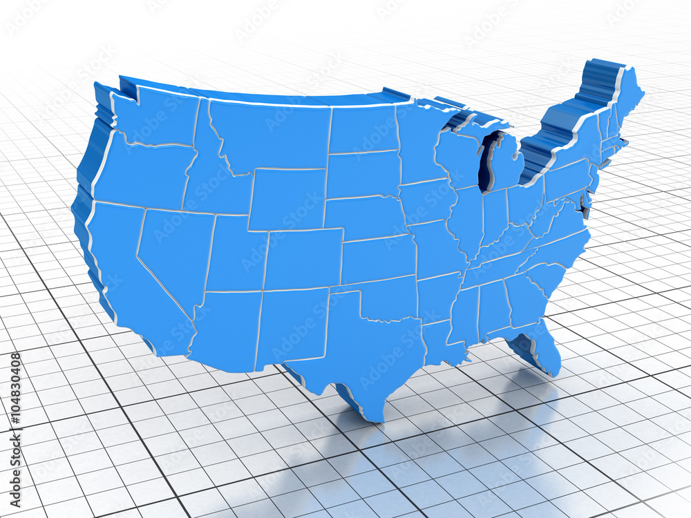 Poster map of usa. image with clipping path.