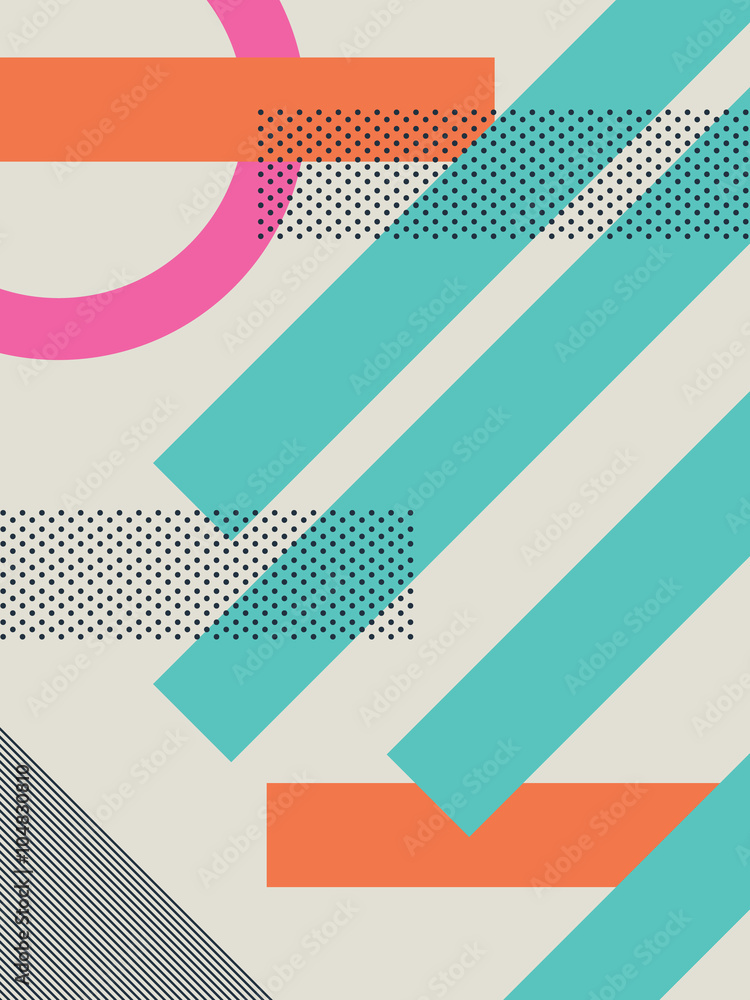 Aufkleber abstract retro 80s background with geometric shapes and pattern. material design wallpaper.