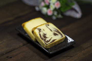 Butter cake ; marble butter cake - selective focus