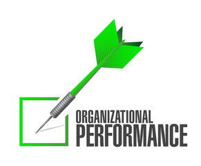 organizational performance check dart sign concept