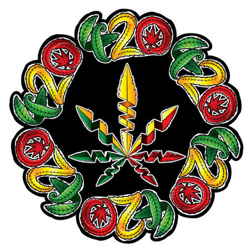 Marijuana leaf symbol stamps vector illustration