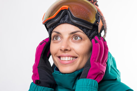 Young woman with ski goggles