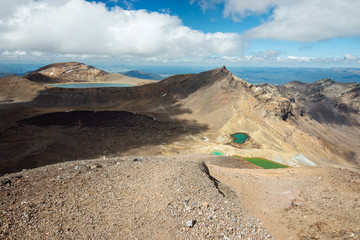 Beautiful scenic view from the top of Tongariro Alpine Crossing, New Zealand
