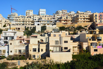 Residential buildings in Mellieha, Malta.