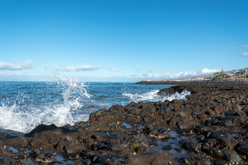 Splashing atlantic wave , Tenerife, Spain.