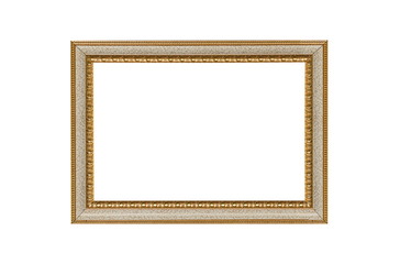 White and gold wooden frame isolated on white