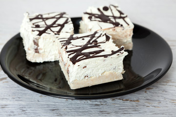 Coconut cake on plate