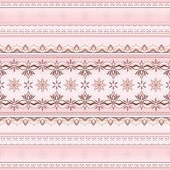 Vintage seamless brown border on pink background.