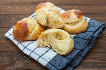 Homemade small bread with butter