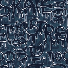 vector seamless graphical round modern street graffiti alphabet signs pattern, words, fantasy abstract phrases, active allover background print with letters
